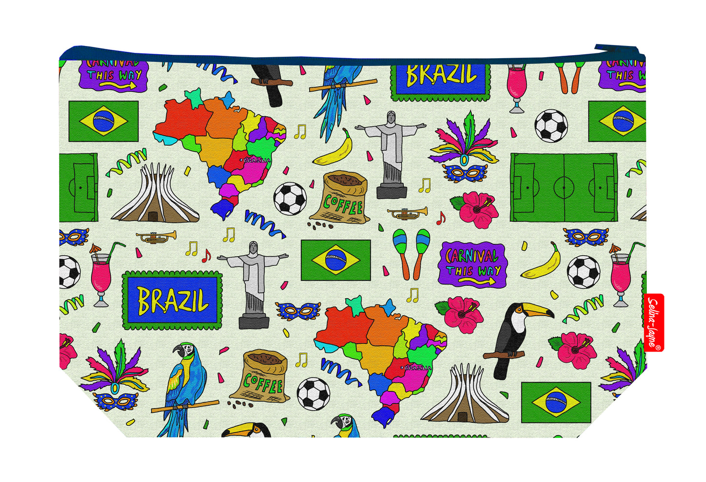 Premium Brazil wash bag with vibrant HD print and washable lining