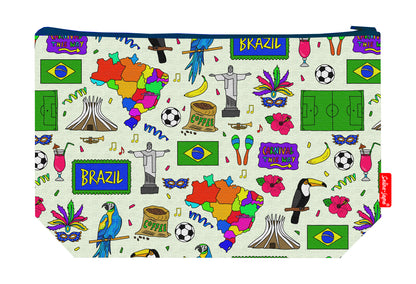 Premium Brazil wash bag with vibrant HD print and washable lining