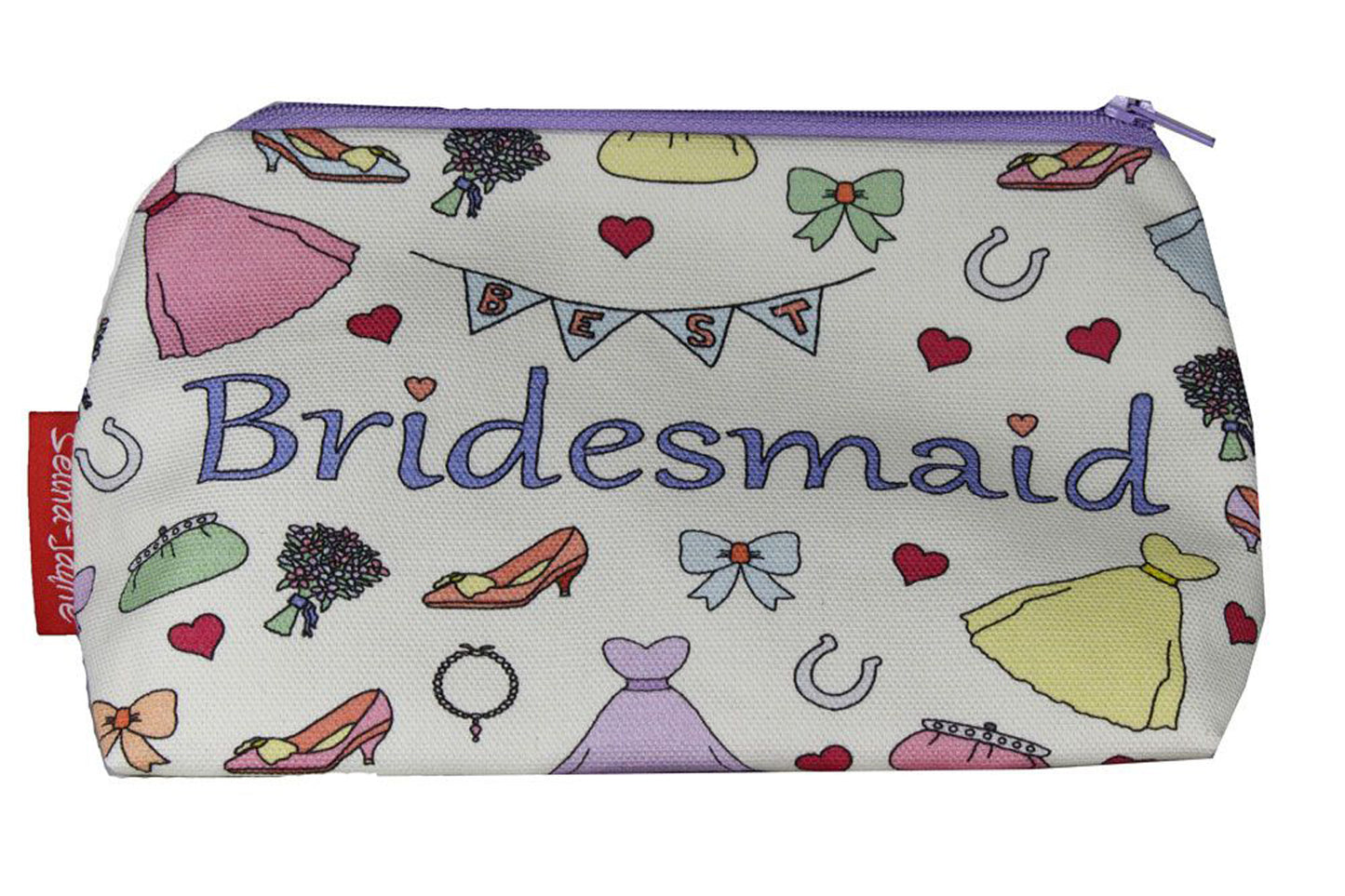 Bridesmaid cosmetic bag with vibrant wedding print design - UK made by Selina-Jayne