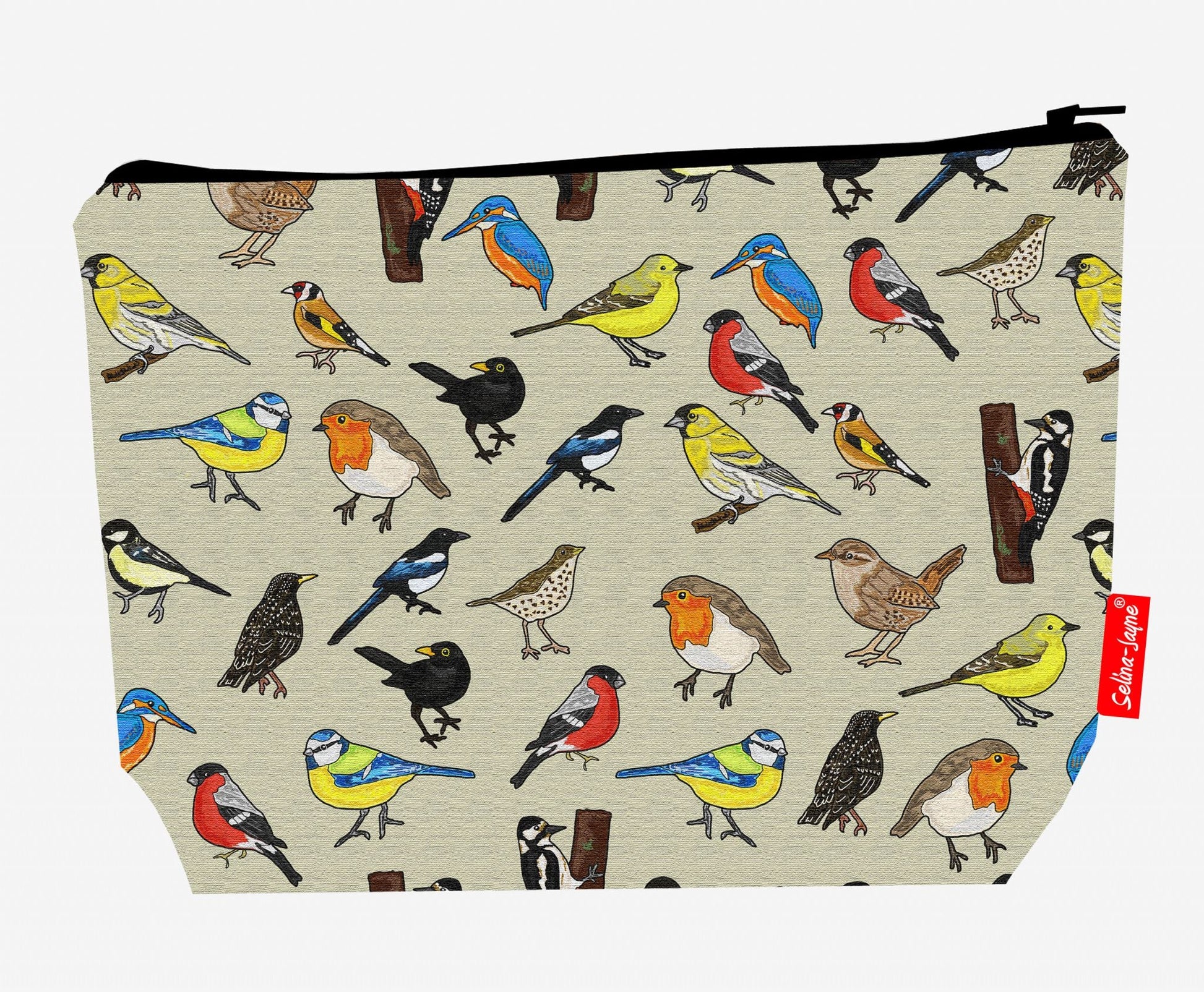 Premium British Birds-themed wash bag with durable polyester and washable lining, perfect bird lover gift