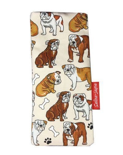 Premium bulldog soft glasses case — vibrant print, colour-coordinated fastener by Selina-Jayne