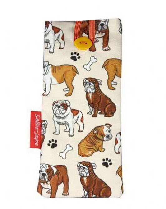 Bulldog glasses case with HD dog print, soft cotton lining by Selina-Jayne Designs