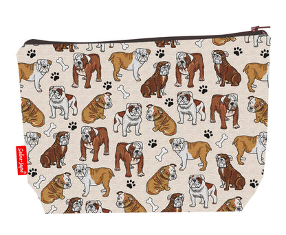Bulldog toiletry bag featuring vibrant HD print of adorable Bulldogs by Selina-Jayne Designs