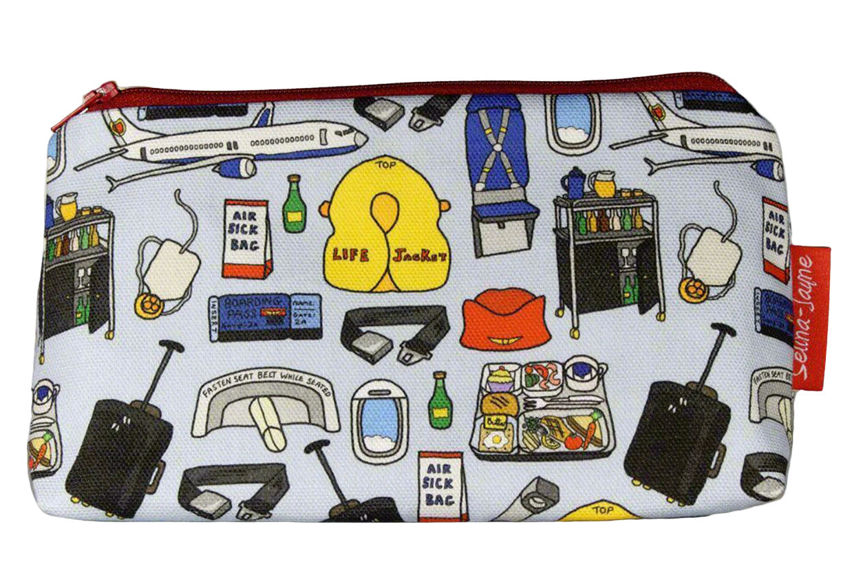Premium Cabin Crew makeup bag showing HD print quality and compact 17.5cm design, perfect gift for aviation lovers and flight attendants