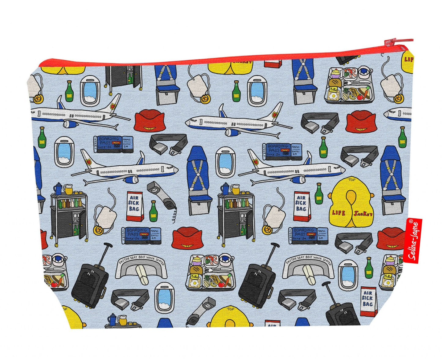 Aviation-themed wash  bag with colour-coordinated zip - Ideal for cabin crew and travel enthusiasts