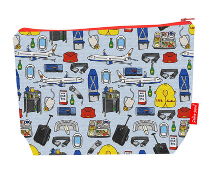 Aviation-themed wash  bag with colour-coordinated zip - Ideal for cabin crew and travel enthusiasts