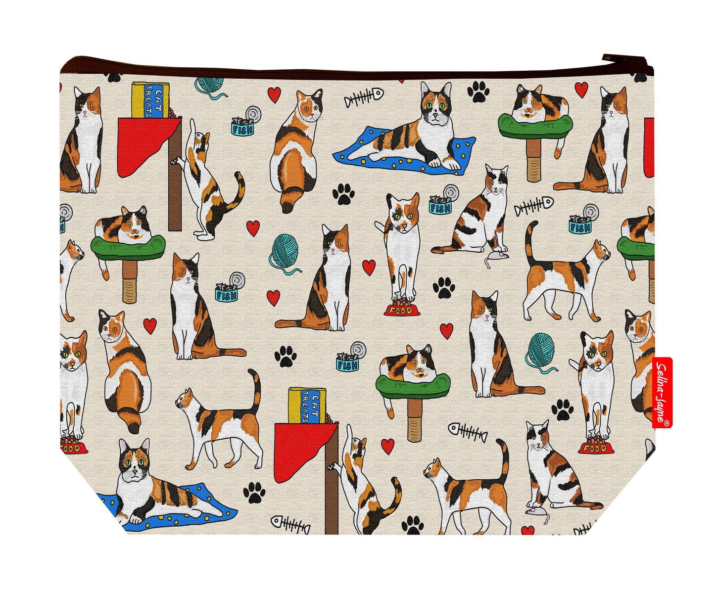 Premium Calico Cats wash bag with washable lining - Perfect gift for cat lovers