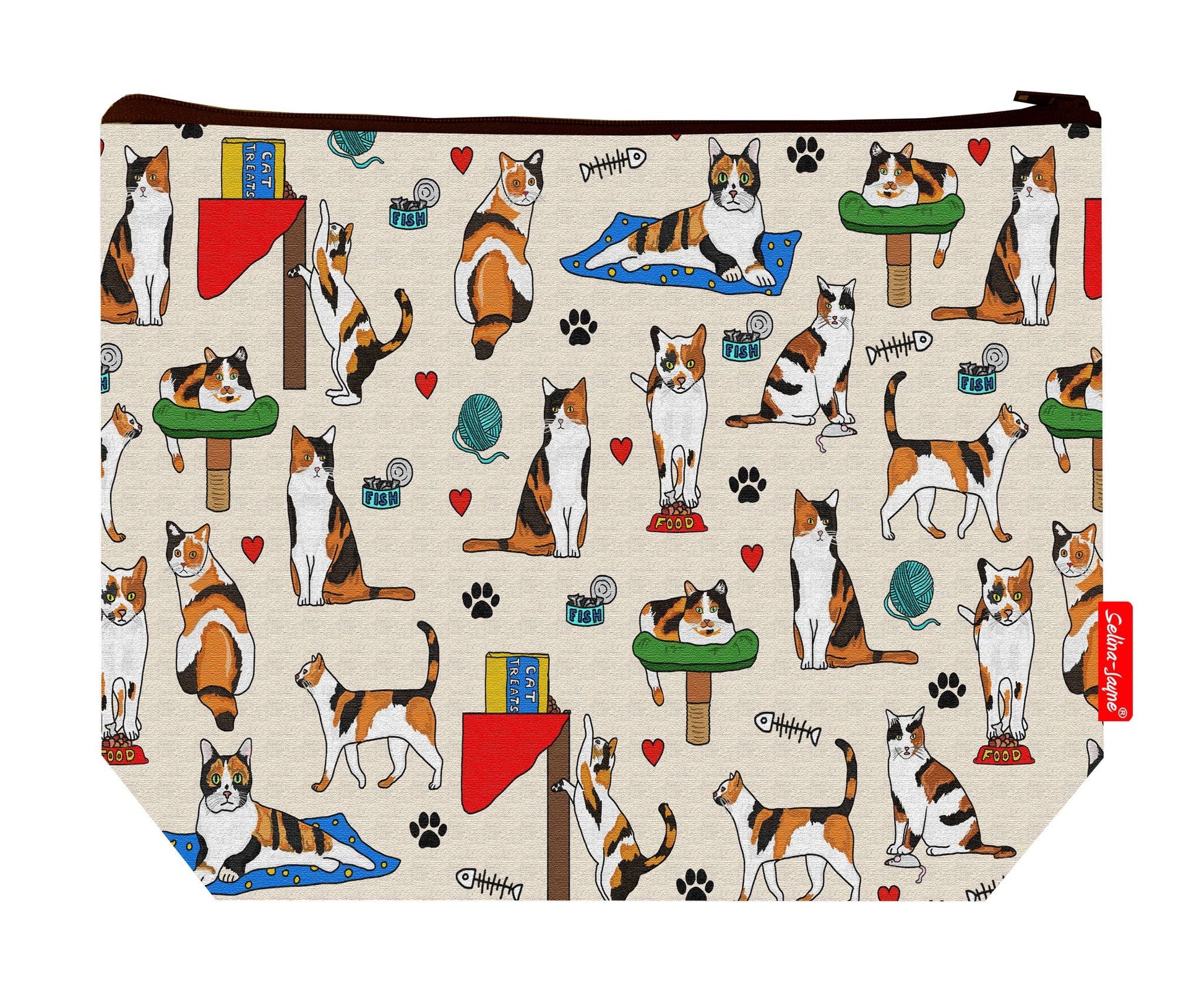 Premium Calico Cats wash bag with washable lining - Perfect gift for cat lovers