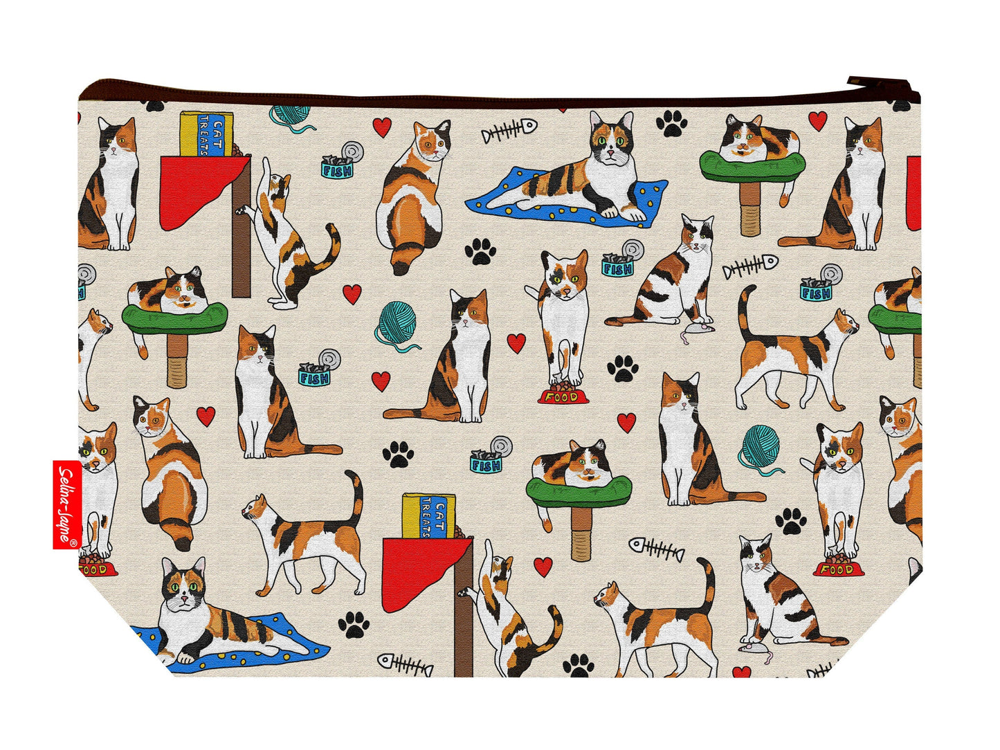 Calico Cats Toiletry Bag by Selina-Jayne - Premium feline-themed wash bag with vibrant HD print
