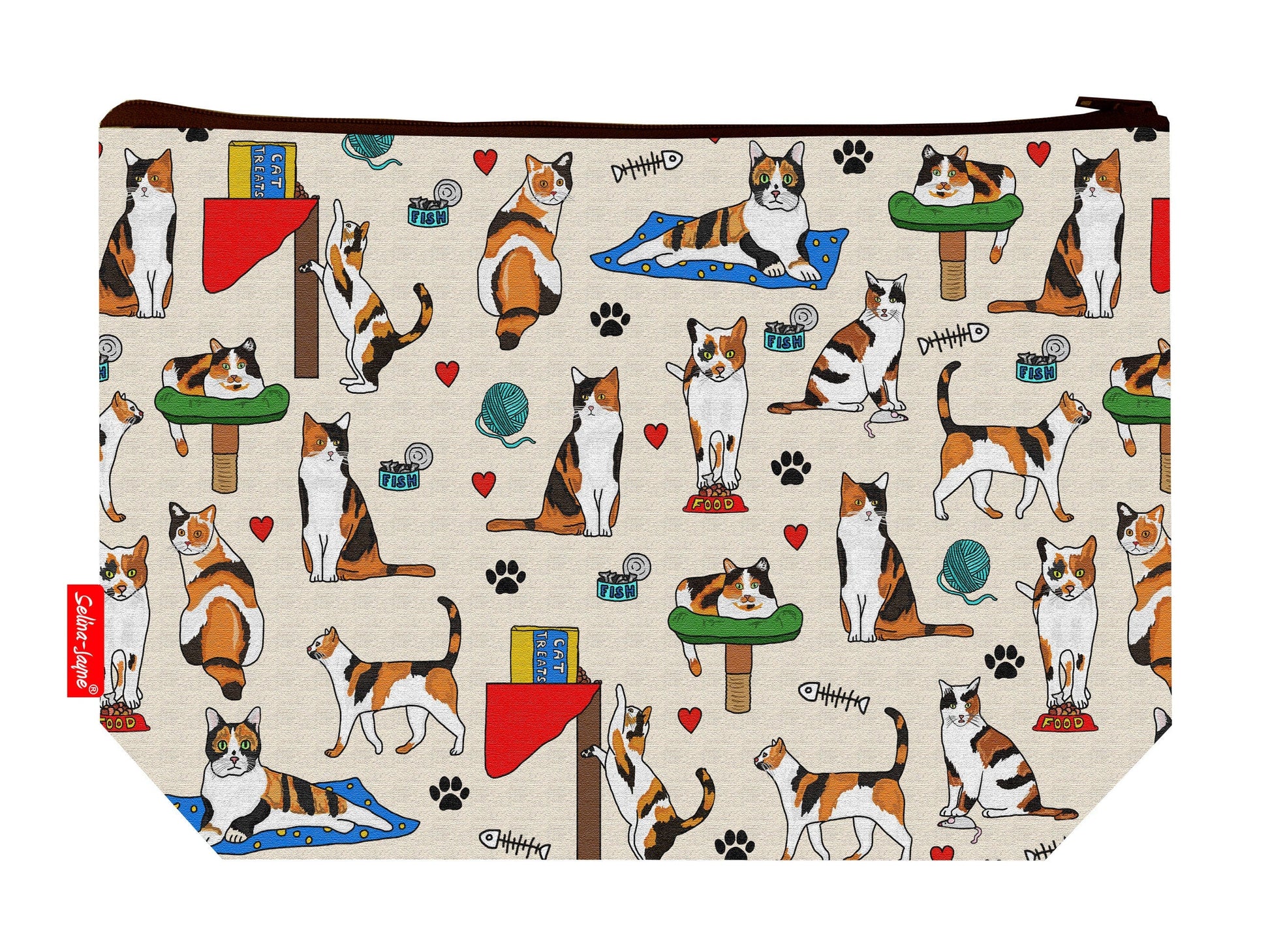 Calico Cats Toiletry Bag by Selina-Jayne - Premium feline-themed wash bag with vibrant HD print