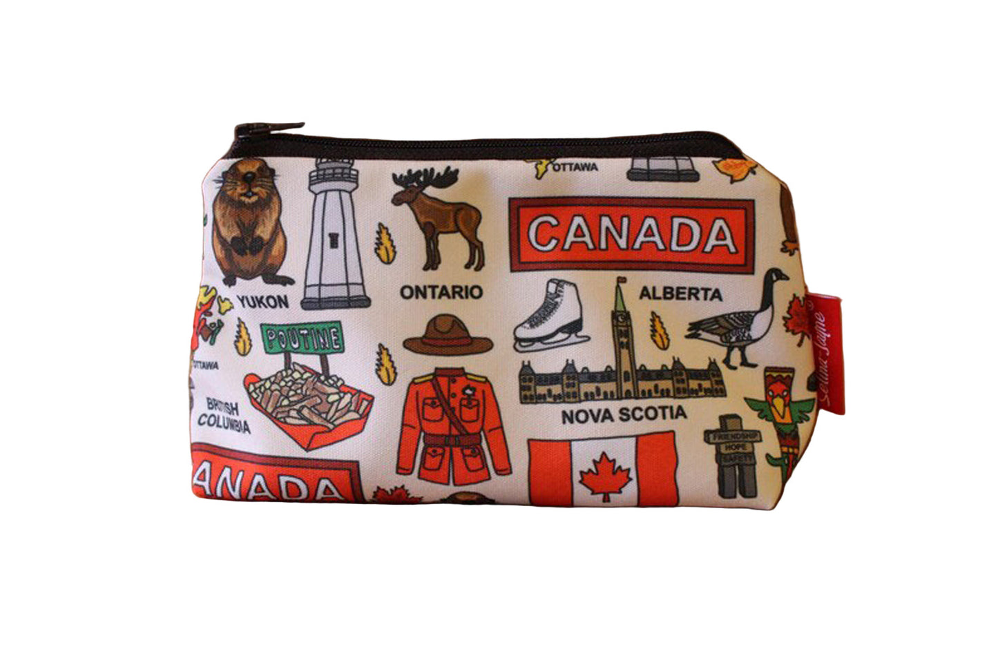 Premium Canada makeup bag showing HD print quality and compact 17.5cm design, perfect gift for Canada lovers and travel enthusiasts