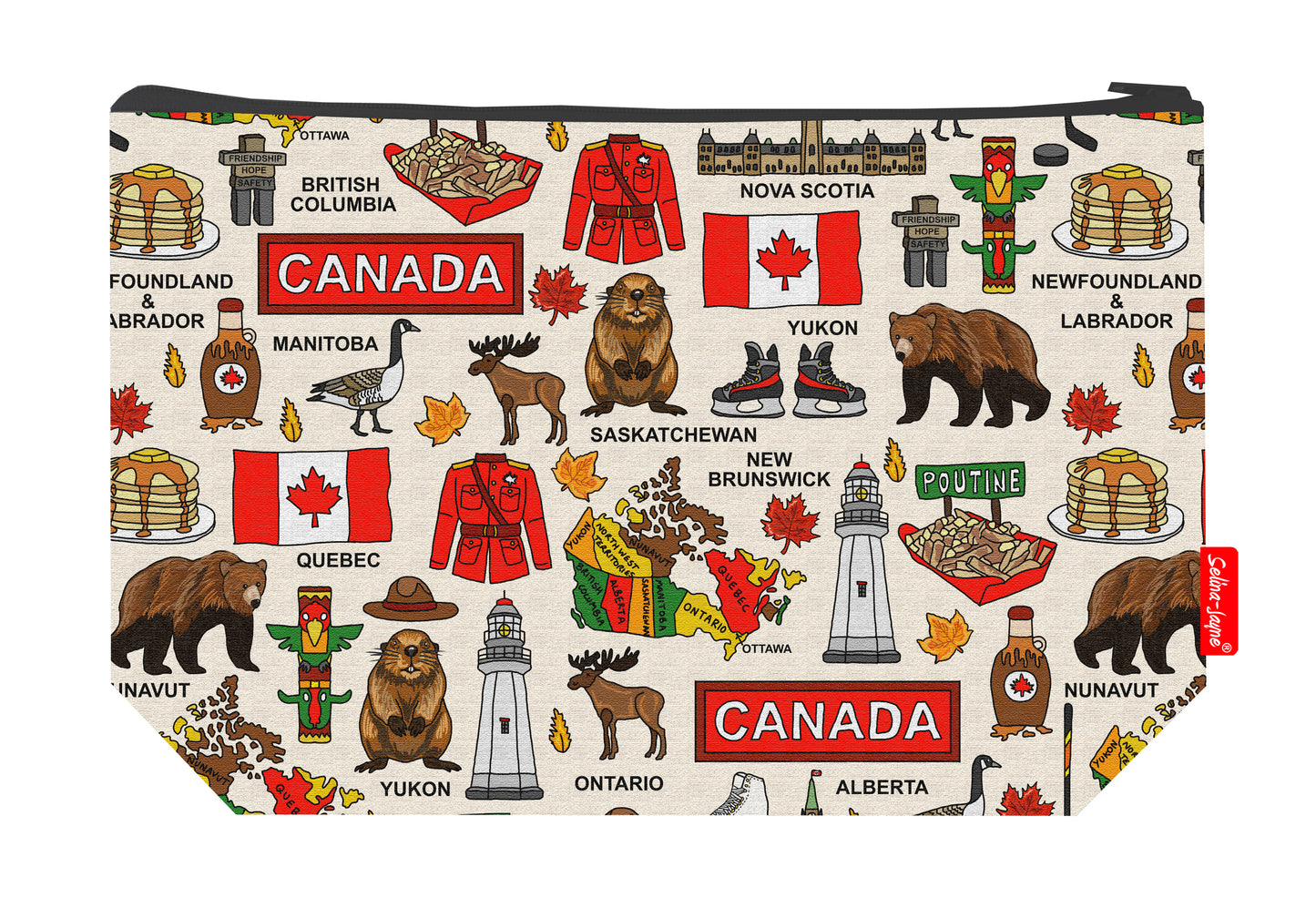 Premium Canada wash bag with vibrant HD print and washable lining