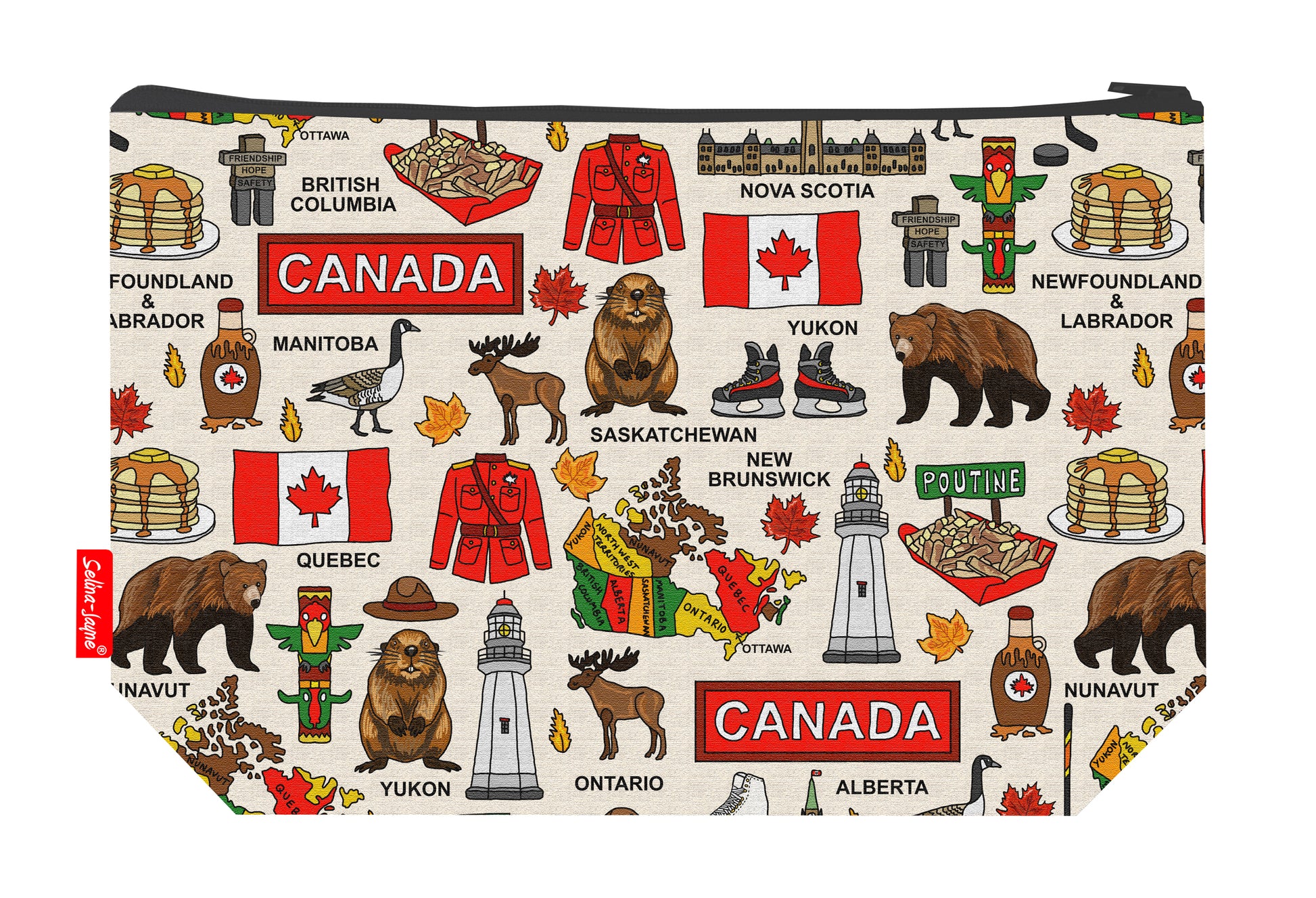 Canada toiletry bag featuring Canadian maple leaf flag design by Selina-Jayne Designs