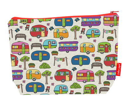 Premium Caravans wash bag with durable polyester and colour-coordinated zip, 29cm practical size