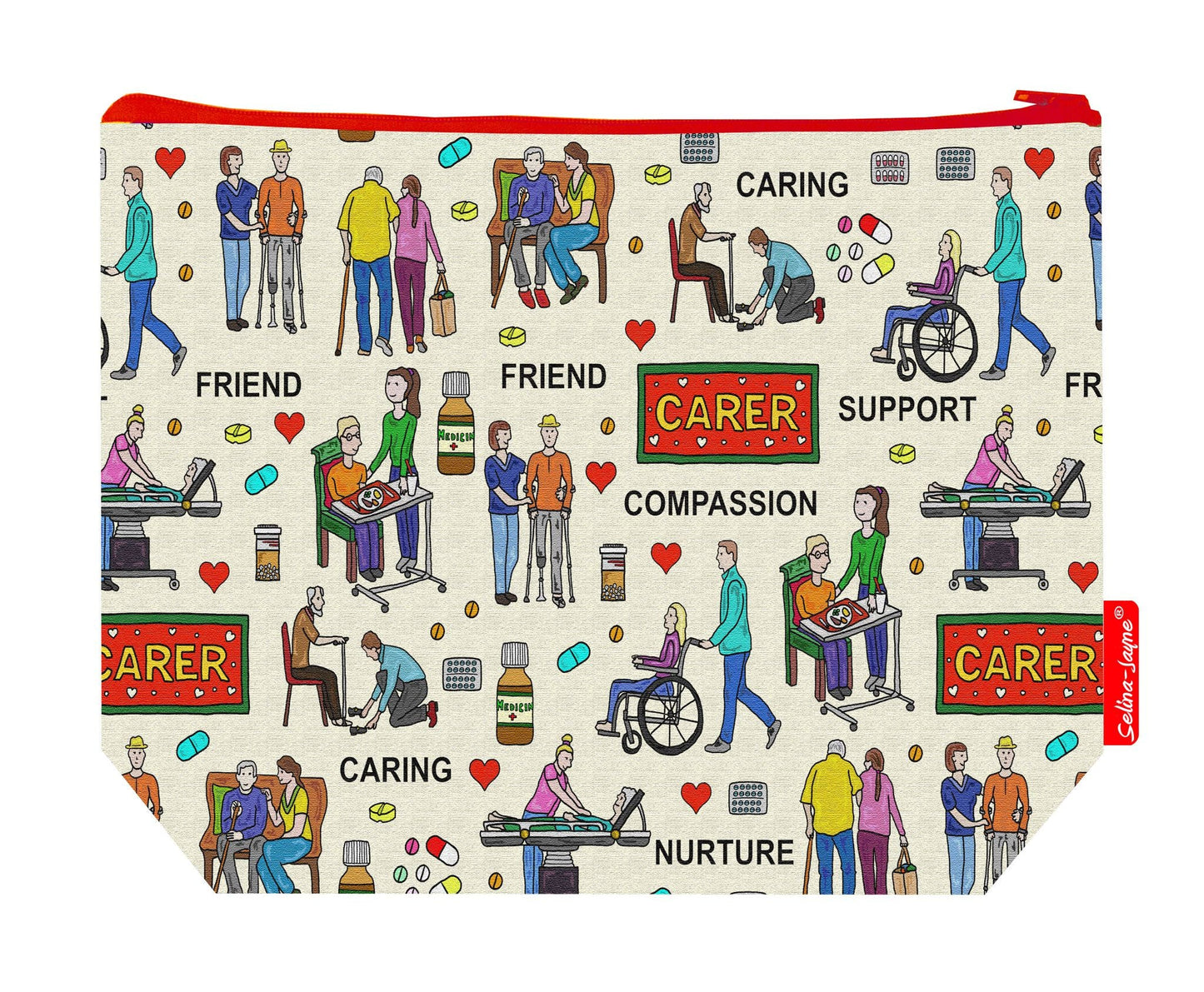 Premium Care Assistant wash bag with durable polyester and colour-coordinated zip, 29cm practical size