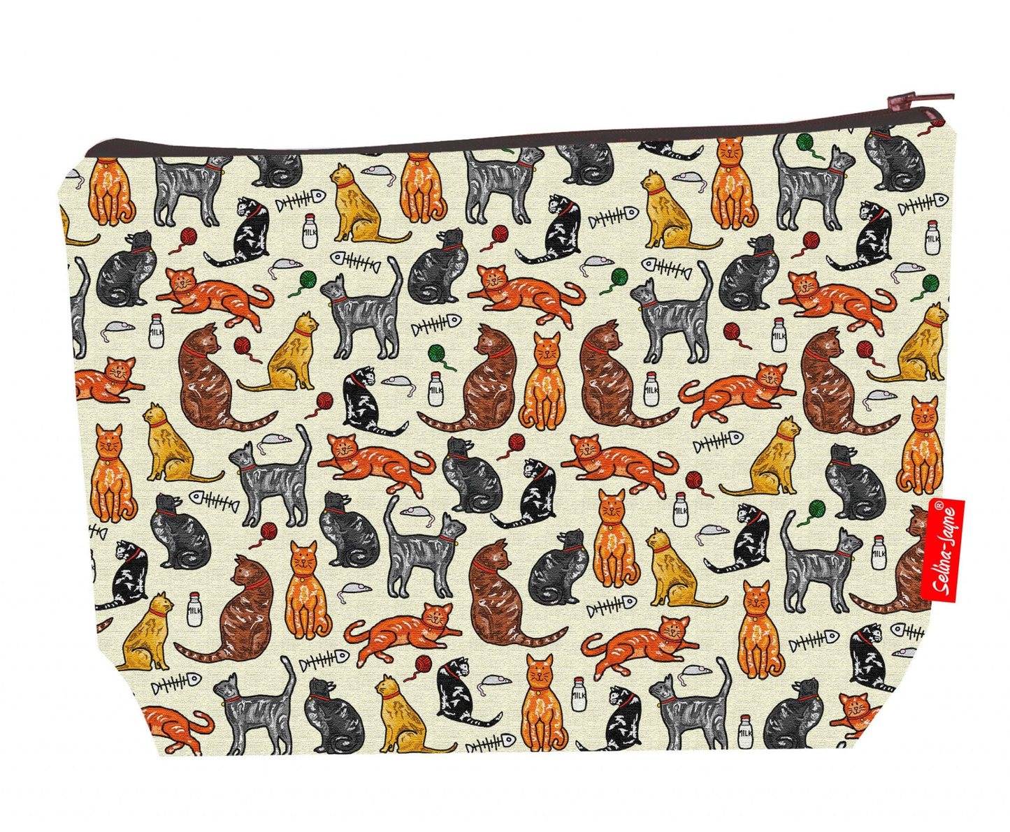 Premium Cats wash bag with durable polyester and colour-coordinated zip, 29cm practical size