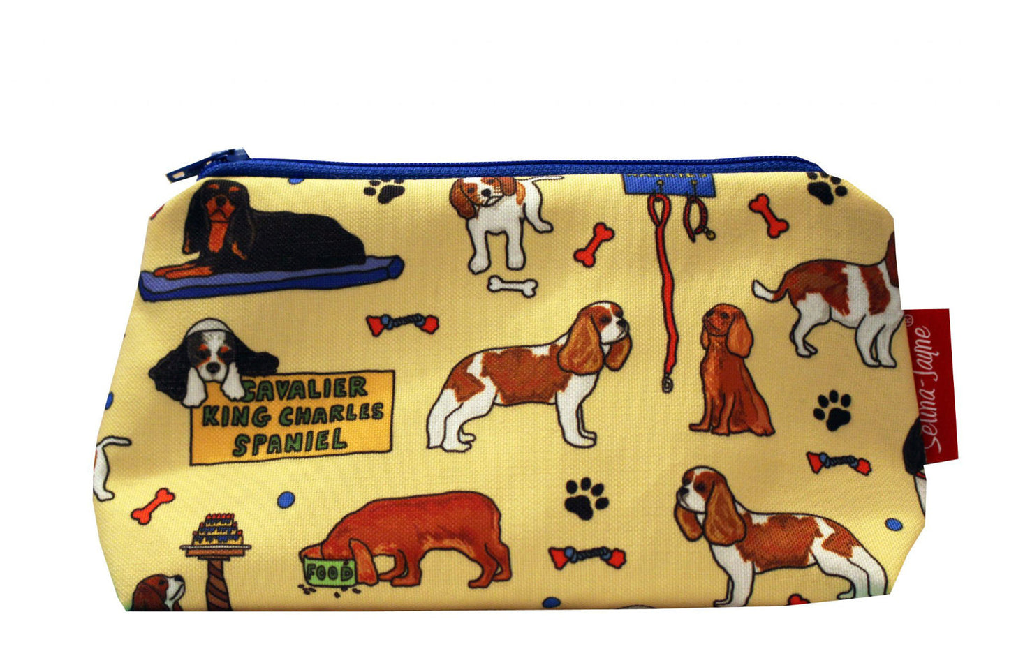 Premium Cavalier King Charles makeup bag showing HD print quality and compact 17.5cm design, perfect gift for dog lovers and spaniel enthusiasts