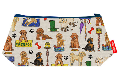 Premium Cavapoo makeup bag showing HD print quality and compact 17.5cm design, perfect gift for dog lovers and Cavapoo enthusiasts