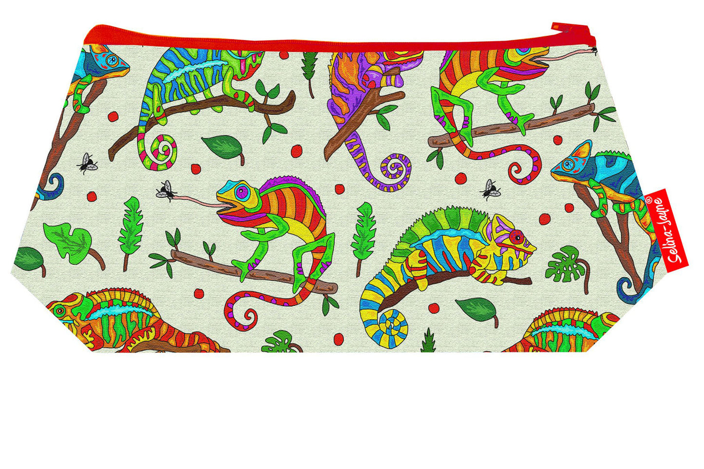 Premium Chameleon makeup bag showing HD print quality and compact 17.5cm design, perfect gift for nature lovers and reptile enthusiasts
