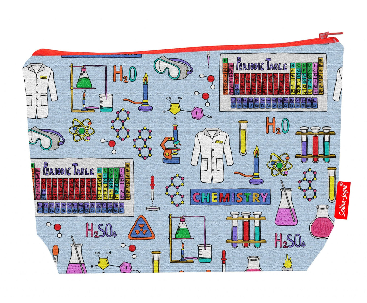 Premium Chemistry wash bag with durable polyester and colour-coordinated zip, 29cm practical size