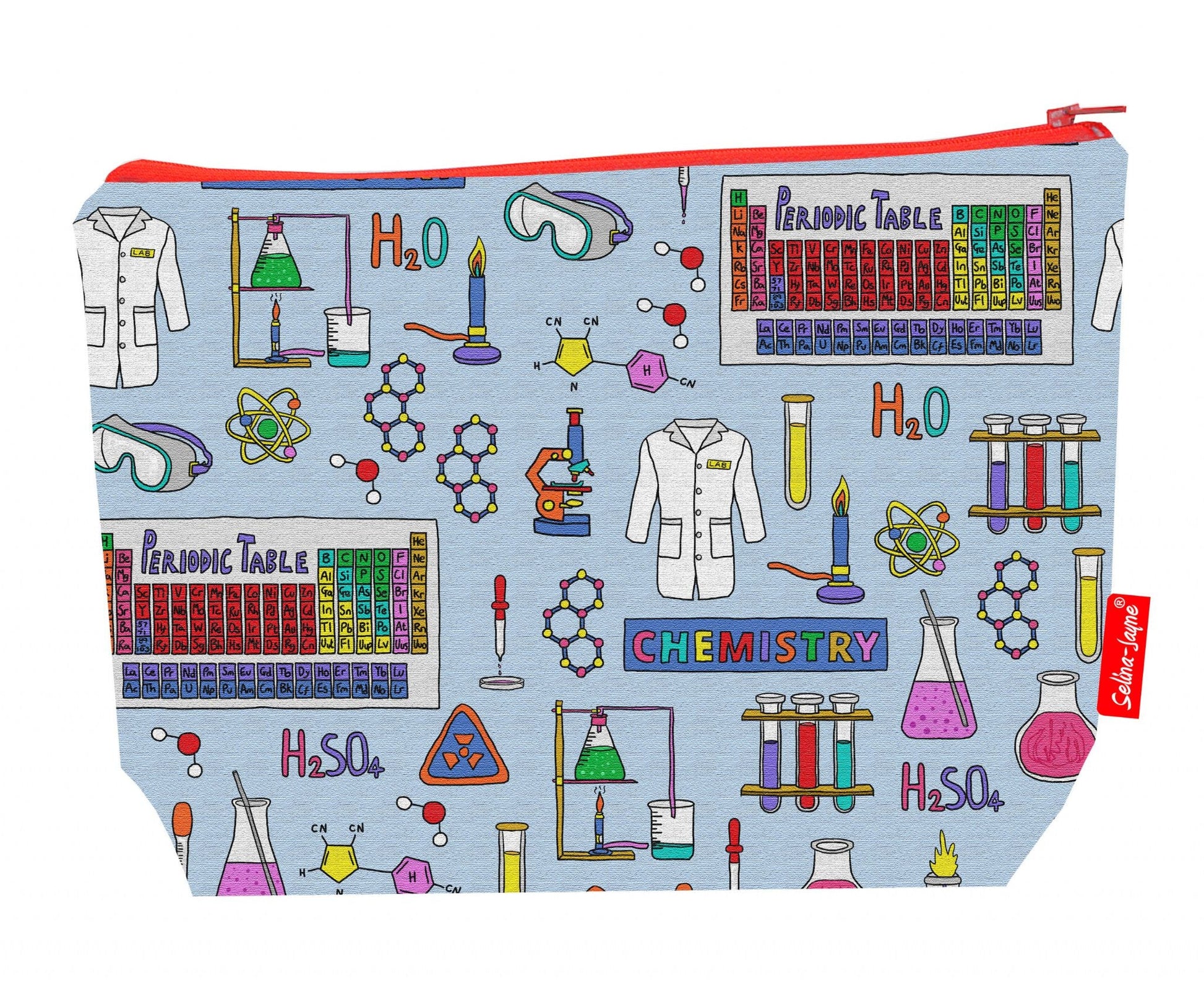 Premium Chemistry wash bag with durable polyester and colour-coordinated zip, 29cm practical size
