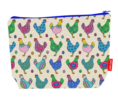 Premium Chickens wash bag with durable polyester and colour-coordinated zip, 29cm practical size