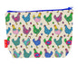Chickens toiletry bag featuring vibrant hen design with washable lining by Selina-Jayne Designs