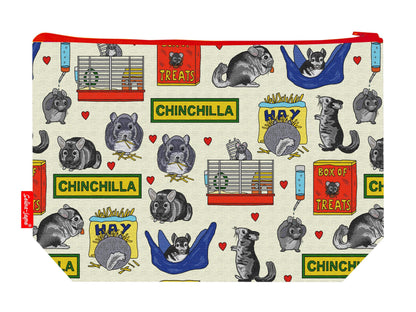 Chinchilla toiletry bag featuring vibrant small pet design with washable lining by Selina-Jayne Designs