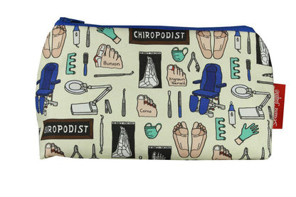 Premium Chiropodist makeup bag showing HD print quality and compact 17.5cm design, perfect gift for chiropodists and foot care specialists