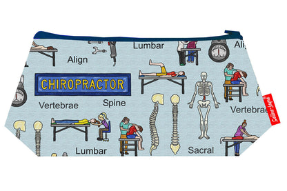 Premium Chiropractor makeup bag showing HD print quality and compact 17.5cm design, perfect gift for chiropractors and spinal health specialists