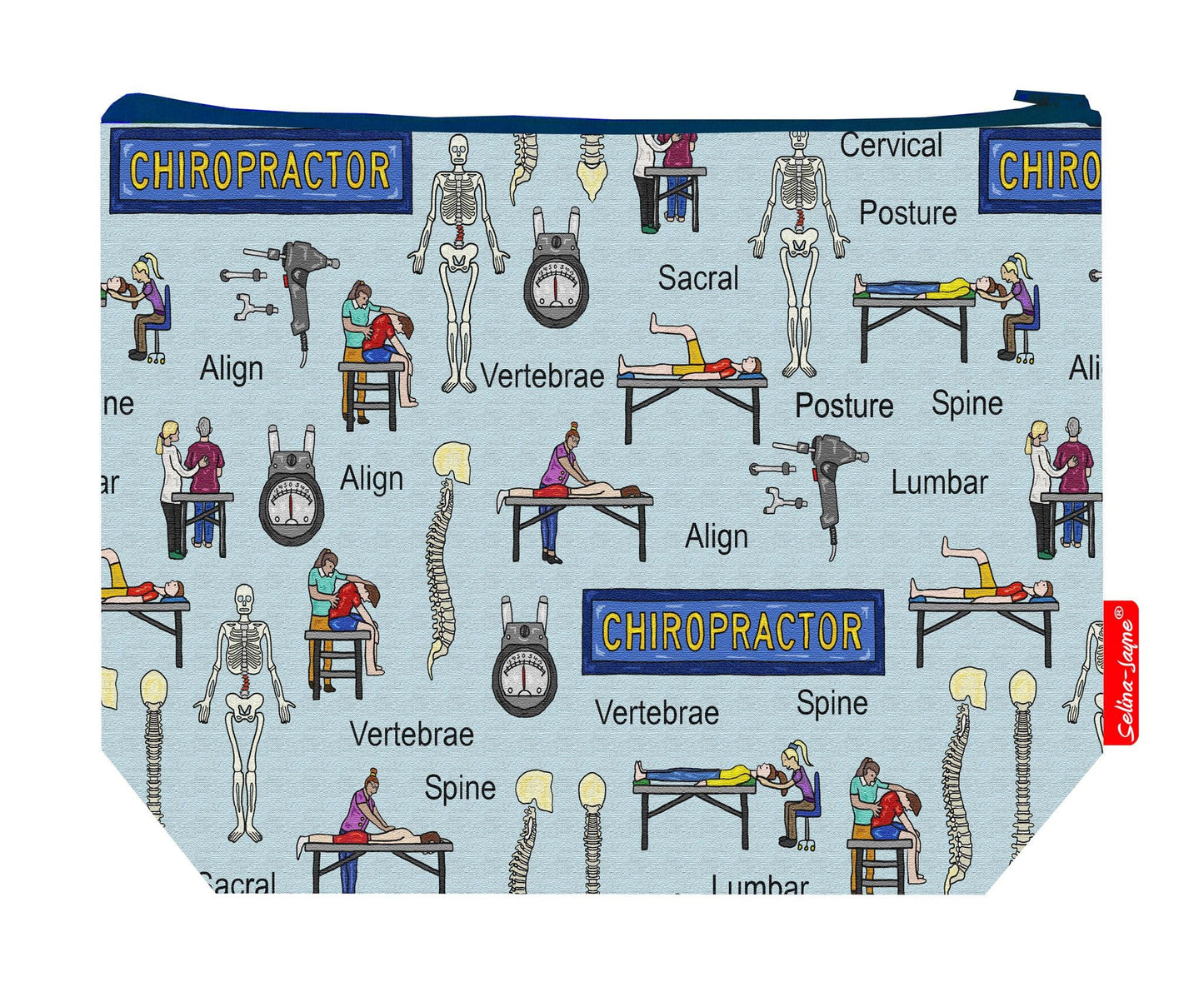 Premium Chiropractor wash bag with durable polyester and colour-coordinated zip, 29cm practical size
