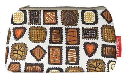 Premium Chocolates makeup bag showing HD print quality and compact 17.5cm design, perfect gift for chocolate lovers and sweet enthusiasts