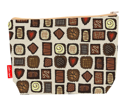 Chocolates toiletry bag with vibrant chocolate print by Selina-Jayne Designs