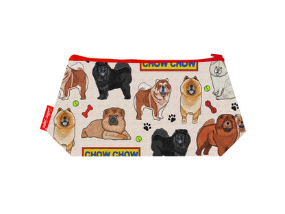 Chow Chow cosmetic bag featuring vibrant breed illustration with wipe-clean lining and coordinated zipper by Selina-Jayne Designs