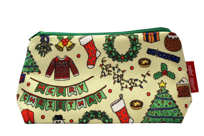 Selina-Jayne festive makeup bag with wipe-clean lining
