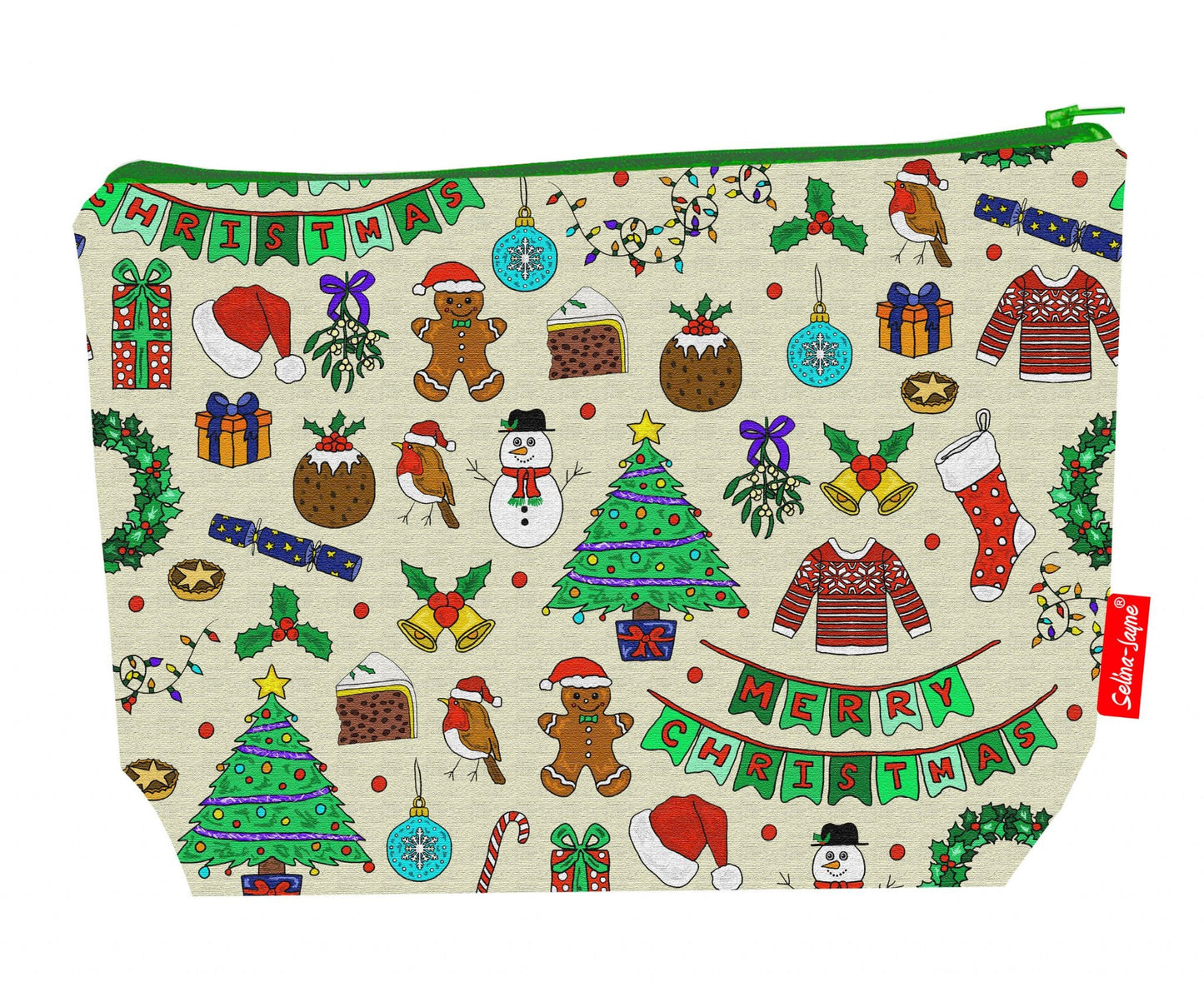 Premium Christmas wash bag with washable lining and 29cm practical size