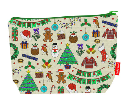 Premium Christmas wash bag with washable lining and 29cm practical size
