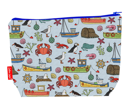 Coastal toiletry bag with vibrant seaside print by Selina-Jayne Designs