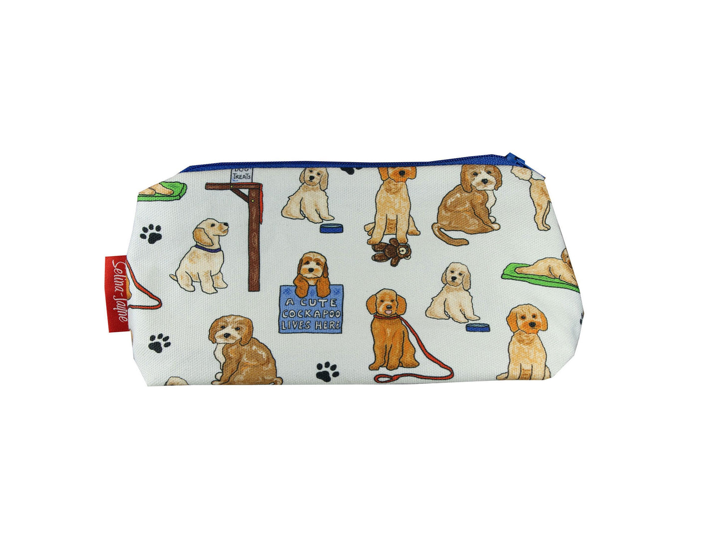 Cockapoo cosmetic bag with vibrant dog breed print