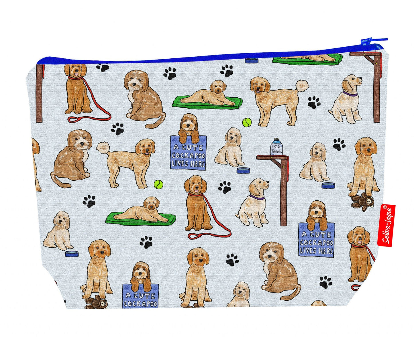 Premium Cockapoo wash bag with washable lining and 29cm practical size