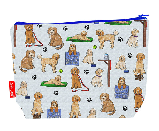 Cockapoo dogs toiletry bag with vibrant breed print by Selina-Jayne Designs