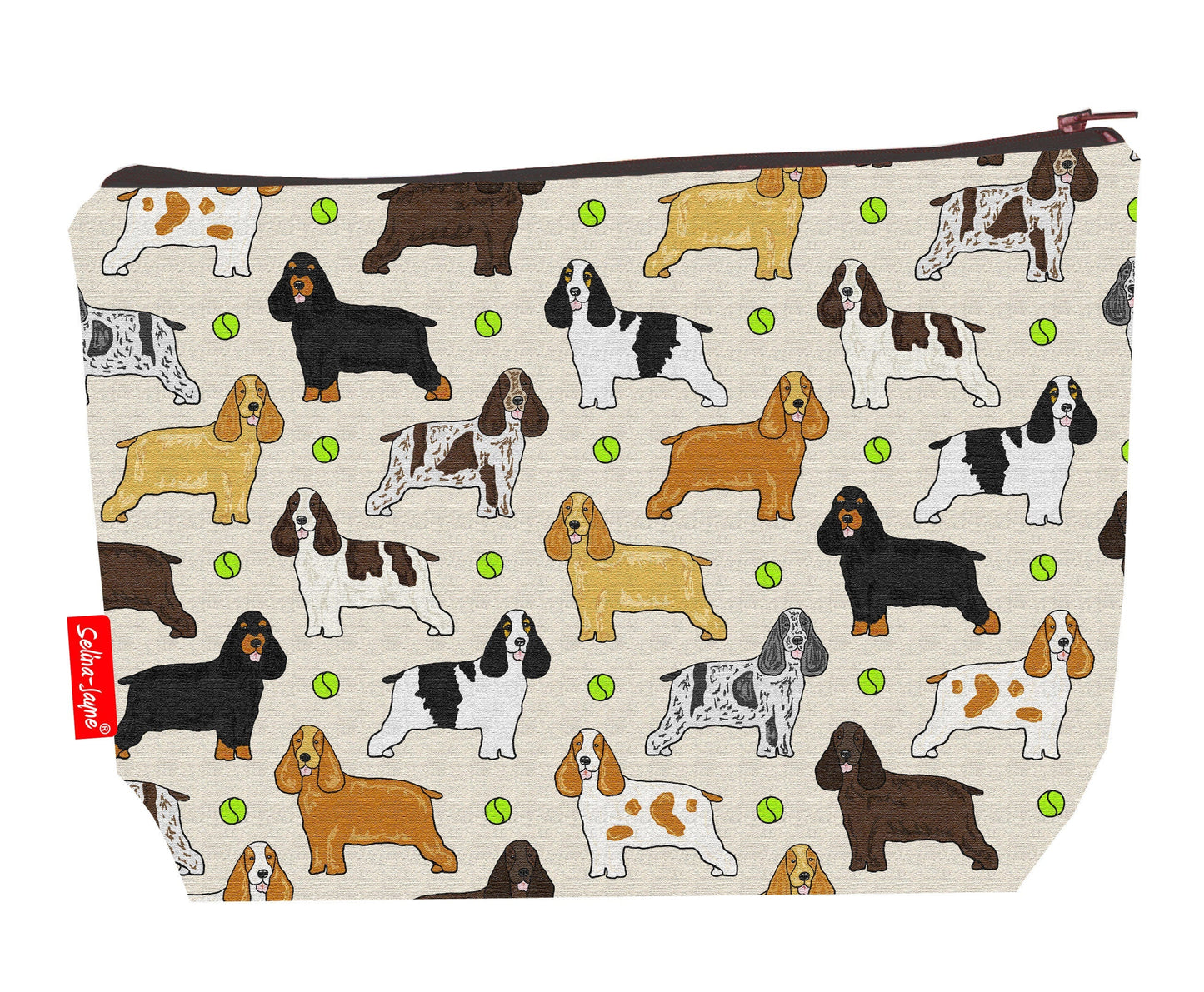 Cocker Spaniel toiletry bag with vibrant breed print by Selina-Jayne Designs
