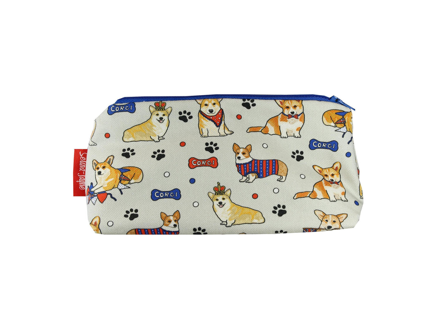Corgi cosmetic bag with vibrant royal dog breed print