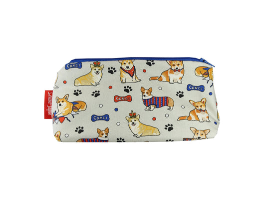 Corgi cosmetic bag with vibrant royal dog breed print