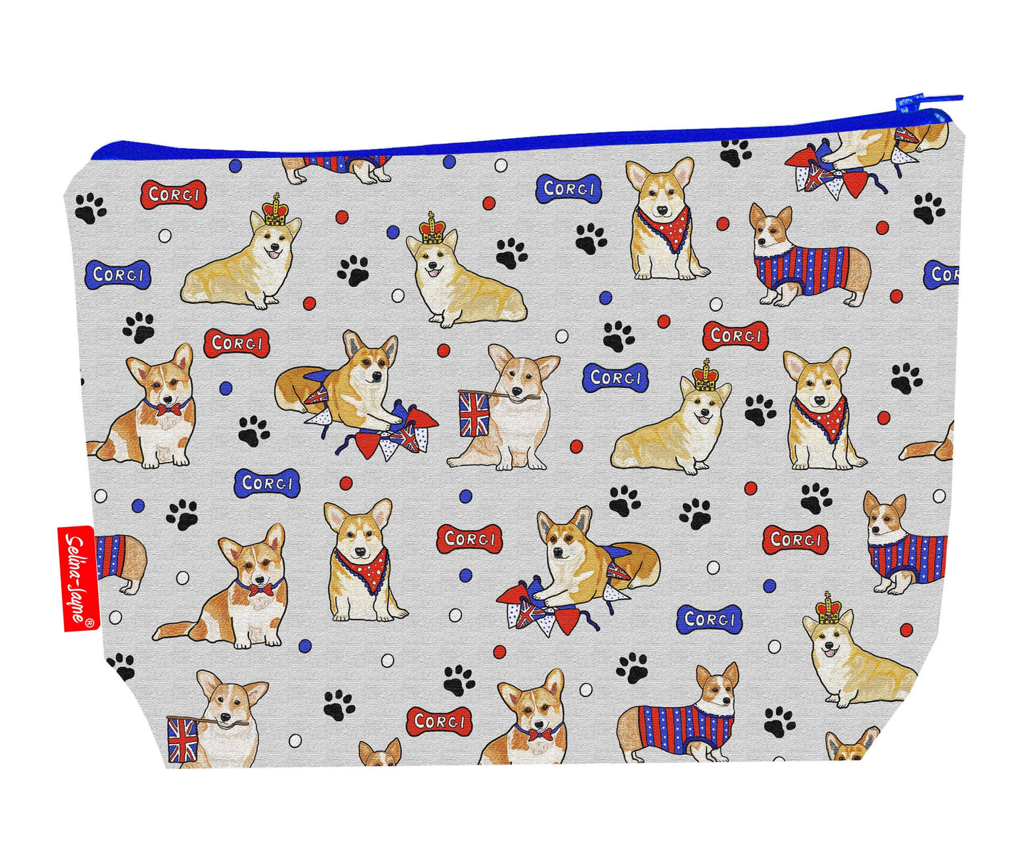 Corgi dogs toiletry bag with vibrant breed print by Selina-Jayne Designs