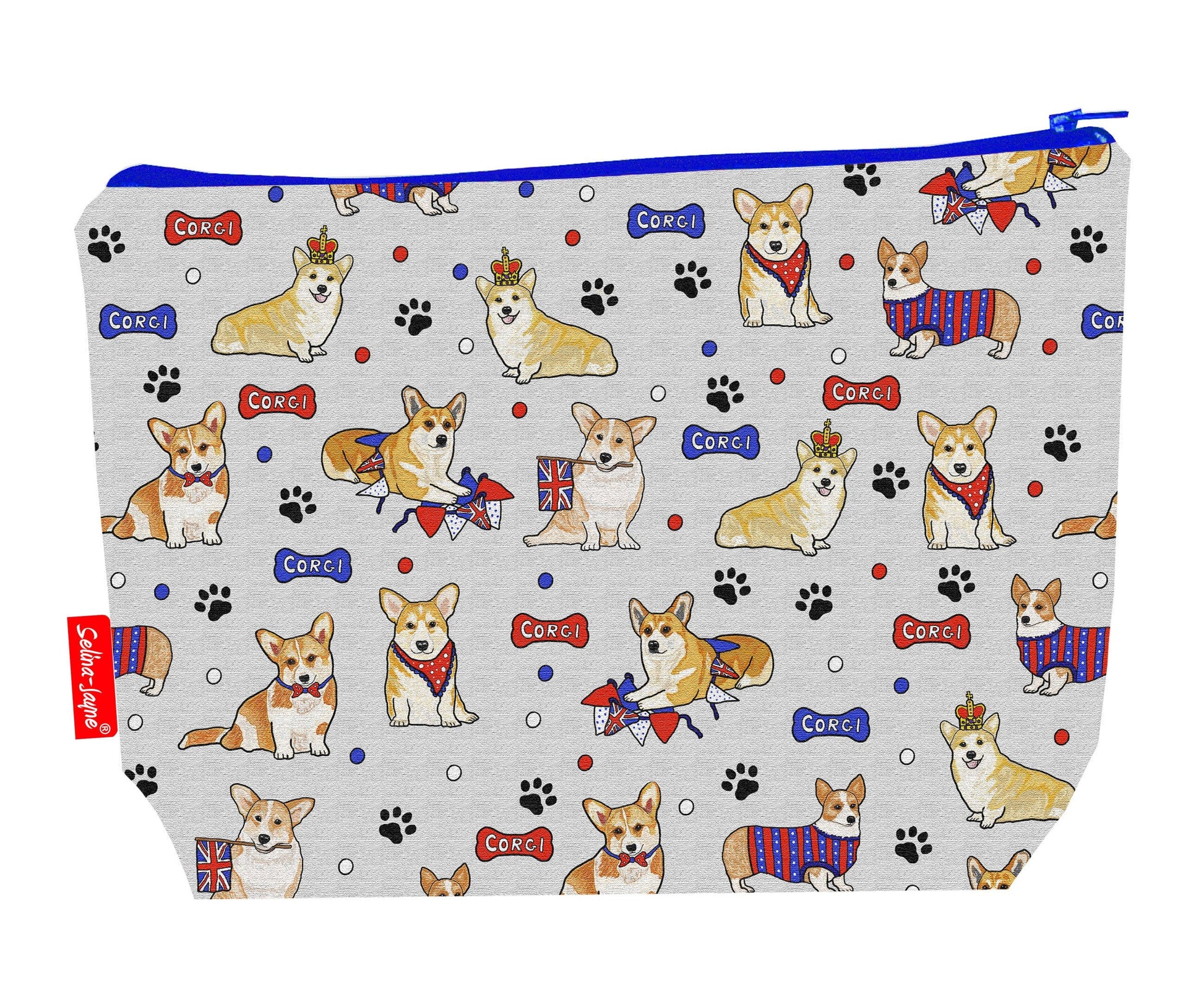 Corgi dogs toiletry bag with vibrant breed print by Selina-Jayne Designs