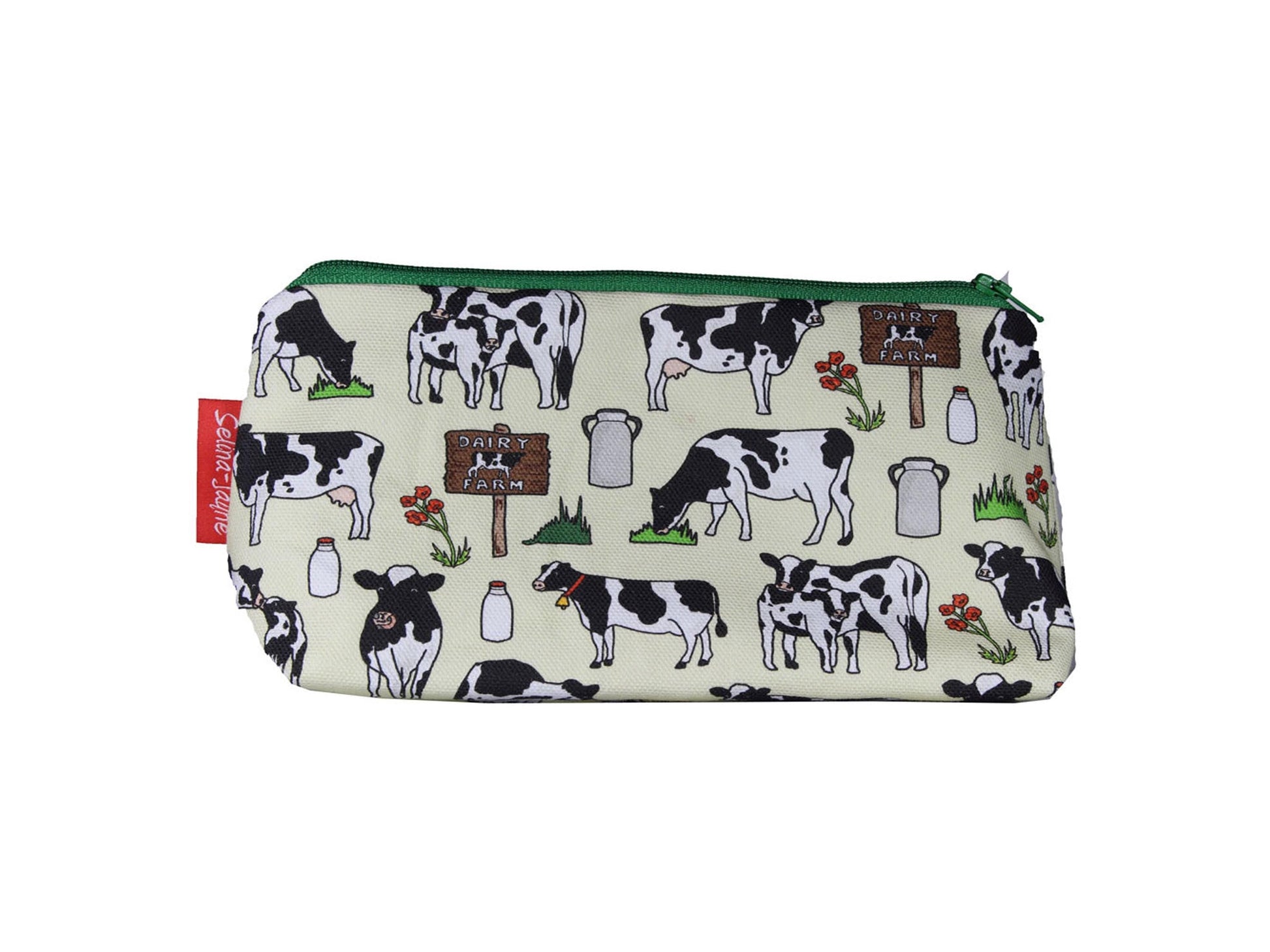 Cows cosmetic bag with vibrant farm animal print