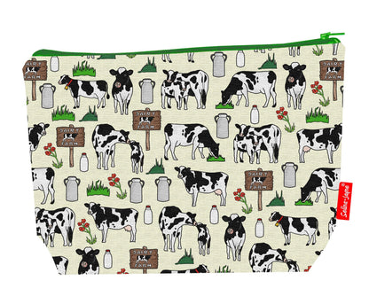 Cows wash bag interior detail - wipe-clean lining and durable polyester construction