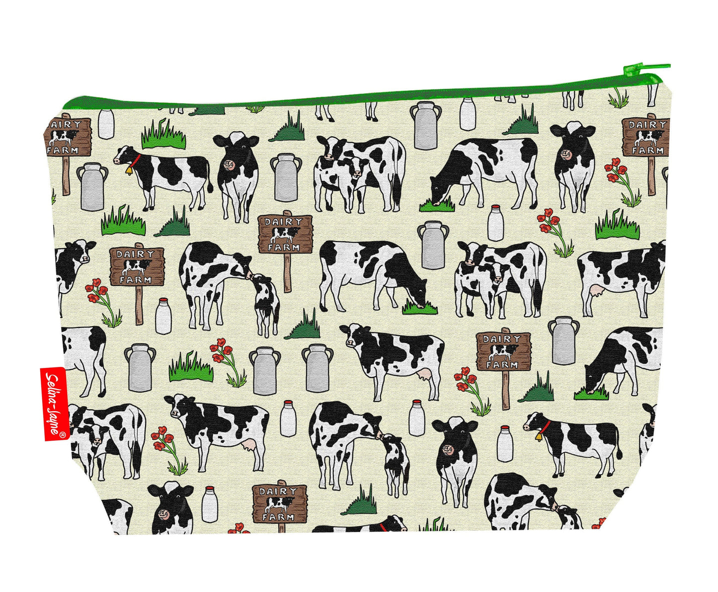Cows toiletry bag with vibrant farm animal print by Selina-Jayne - 29cm premium wash bag