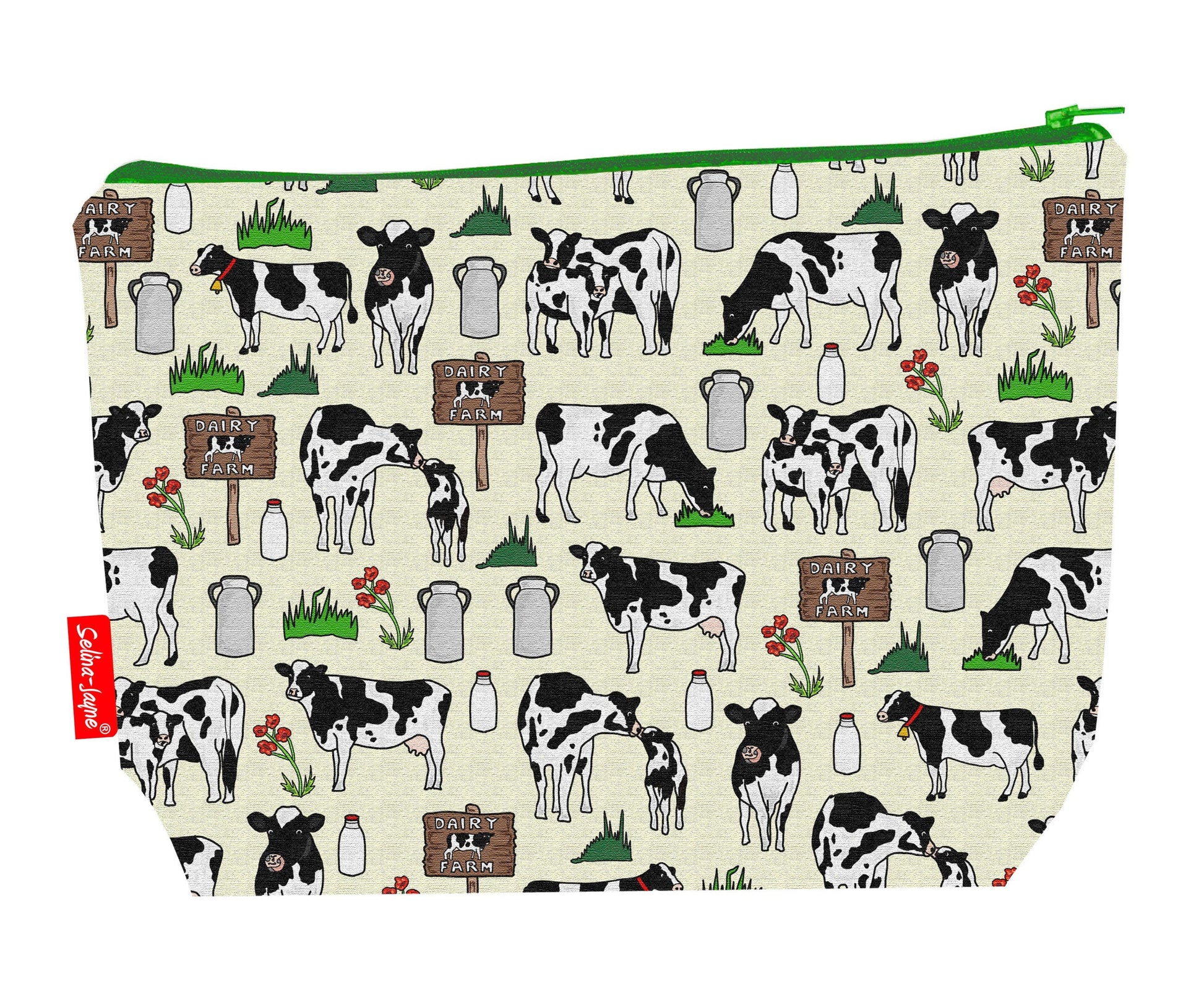 Cows toiletry bag with vibrant farm animal print by Selina-Jayne - 29cm premium wash bag